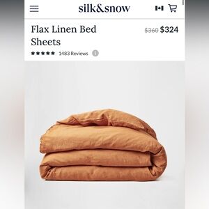 $366.12 Silk & Snow 100% Flax Linen Copper Duvet Cover, King